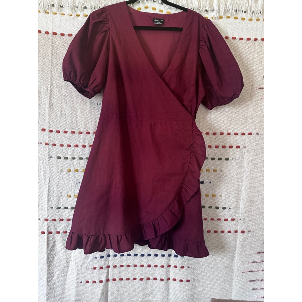Elegant Burgundy Wrap Dress